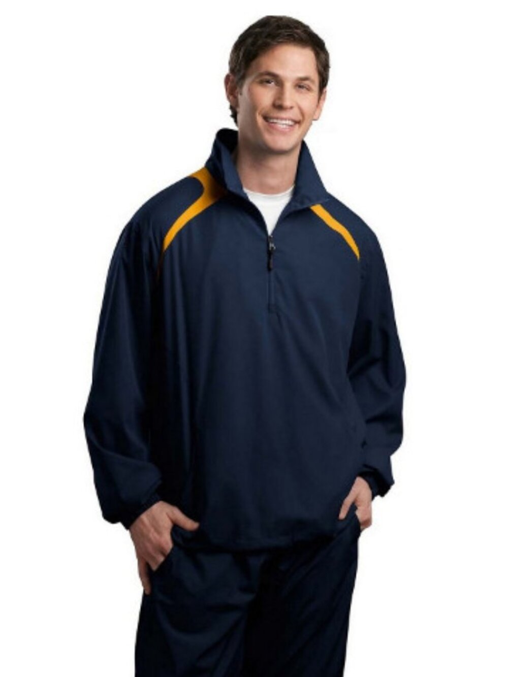 Sport-Tek 1/2-Zip Wind Shirt JST75 - True Navy/Gold